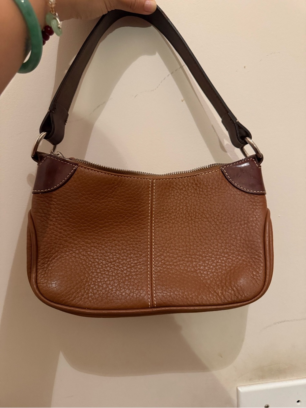 Dooney & Bourke Two-Tone Brown Leather Shoulder Bag